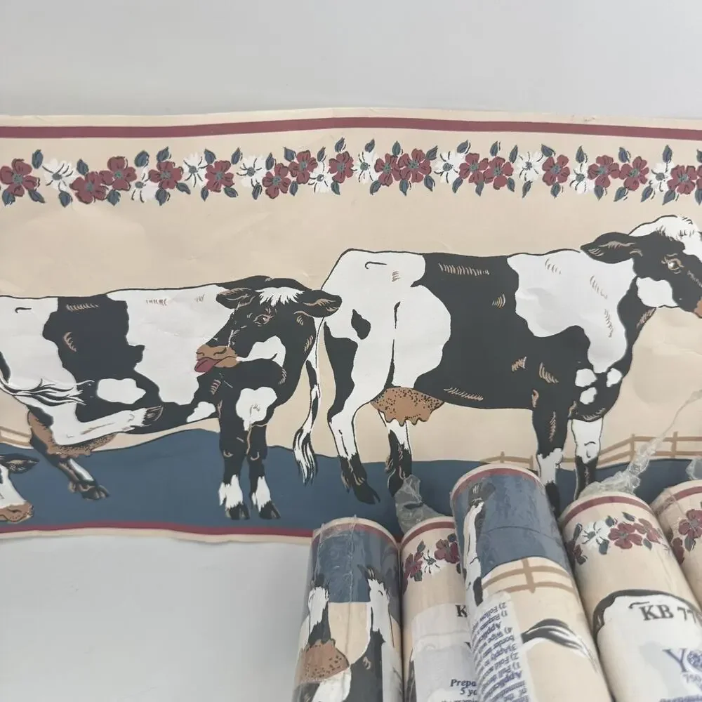 Cottage Granny Country Farm Core Wallpaper Border Cows Cattle Floral 5 Yard